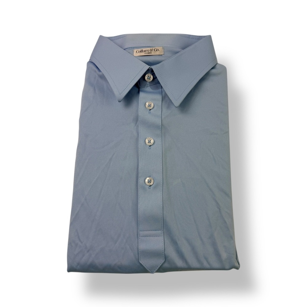 Collars & Co Mens Light‎ Blue Dress Collar Polo Shirt XL 100 Polyester LNWOT